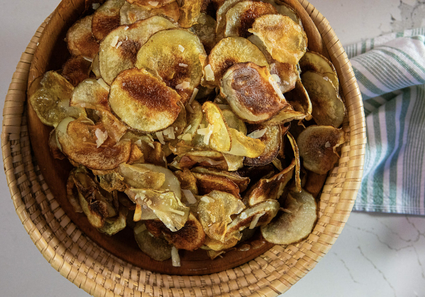 Oven Fried Parm Potato Chips 1